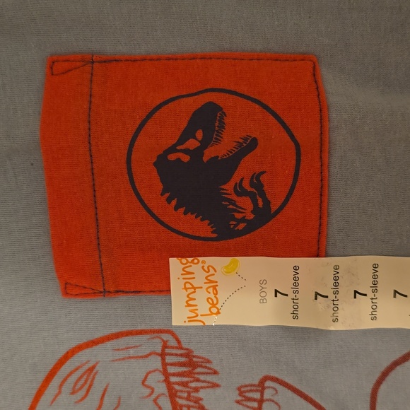 JUMPING BEANS BOYS BLUE SHORTS AND BLUE SHORT SLEEVE JURASSIC PARK TEE SIZE 7 - Picture 8 of 15